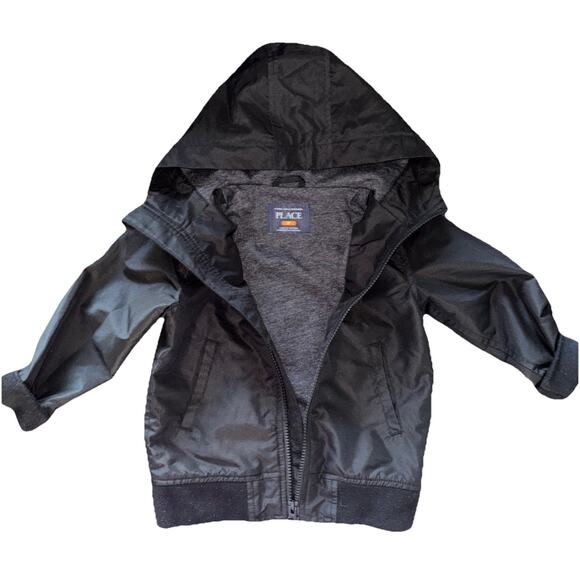 Childrens Place Unisex Sz 3T Black Hooded Rain Windbreaker - Picture 1 of 8